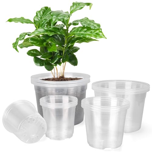 HQAUT 10865 Inch Large Clear Nursery Pots with Drainage Holes 16 Pack Gallon Clear Plastic Pots for Plants Seedling Starter Pot Garden Plant Pots for Succulents Flowers - Image 1