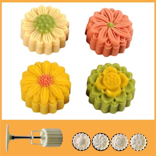 LOXGO Cookie Stamps Flower Pattern Mooncakes Molds Hand-Pressure Mooncakes Maker Making Bakings Tool For MidAutumn Festival Mooncakes Maker - Image 3