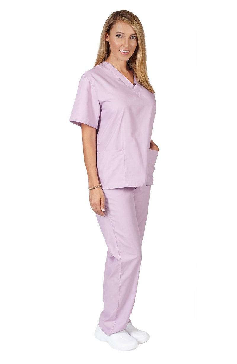 Natural Uniforms Women's Scrub Set - Medical Scrub Top and Pant, Lilac, Medium - Image 2