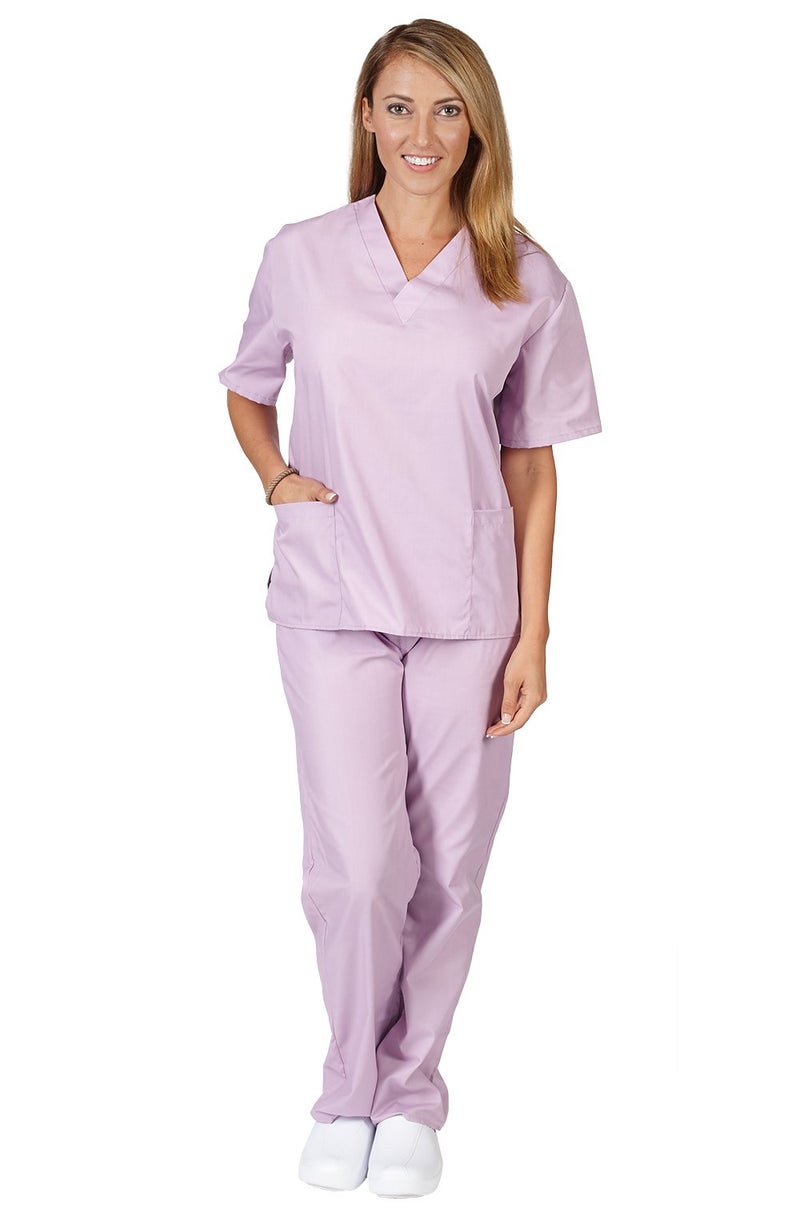 Natural Uniforms Women's Scrub Set - Medical Scrub Top and Pant, Lilac, Medium - Image 1