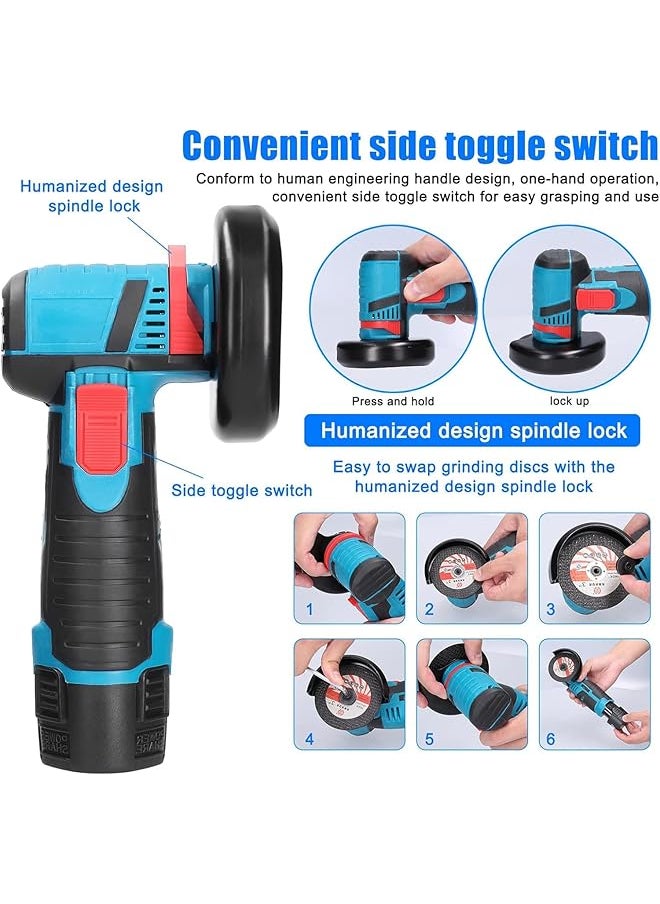 WEMART - Mini Angle Grinder 19500Rpm Mini Grinders Power Tools Handheld Portable Electric Grinder Machine With 2 Cutting Disc And 2 1500Mah Battery - Image 1
