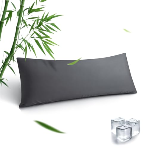 Body Pillowcase Cooling Viscose from Bamboo Pillow Cover with Zipper Closure Soft MoistureWicking for Hot Sleepers Hair and SkinFriendly Gray 1 Pack