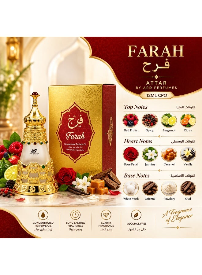Ard Perfumes Farah Attar – Women's Alcohol-Free Concentrated Perfume Oil (CPO), Long Lasting Fruity Floral Oriental Fragrance, 12ml - Image 3