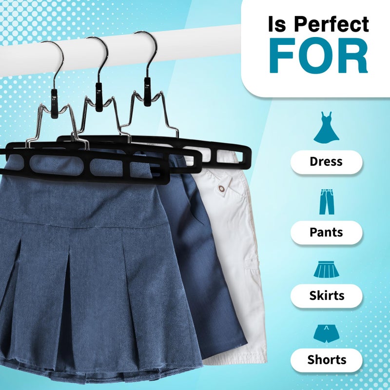 Deilsy 10 Pack Pants Hangers Skirt Hangers - Space Saving Pant Hangers With Locking Hook - Versatile Skirt Hangers For Closet Organization - Black - Jean Hangers For Men And Women Heavy Duty Hangers - Image 3