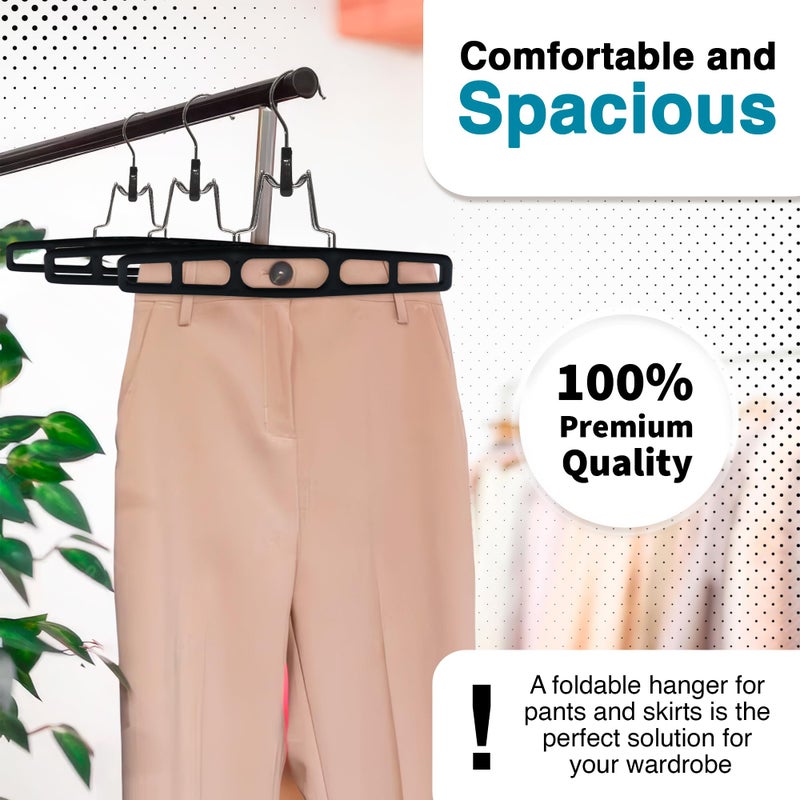 Deilsy 10 Pack Pants Hangers Skirt Hangers - Space Saving Pant Hangers With Locking Hook - Versatile Skirt Hangers For Closet Organization - Black - Jean Hangers For Men And Women Heavy Duty Hangers - Image 2