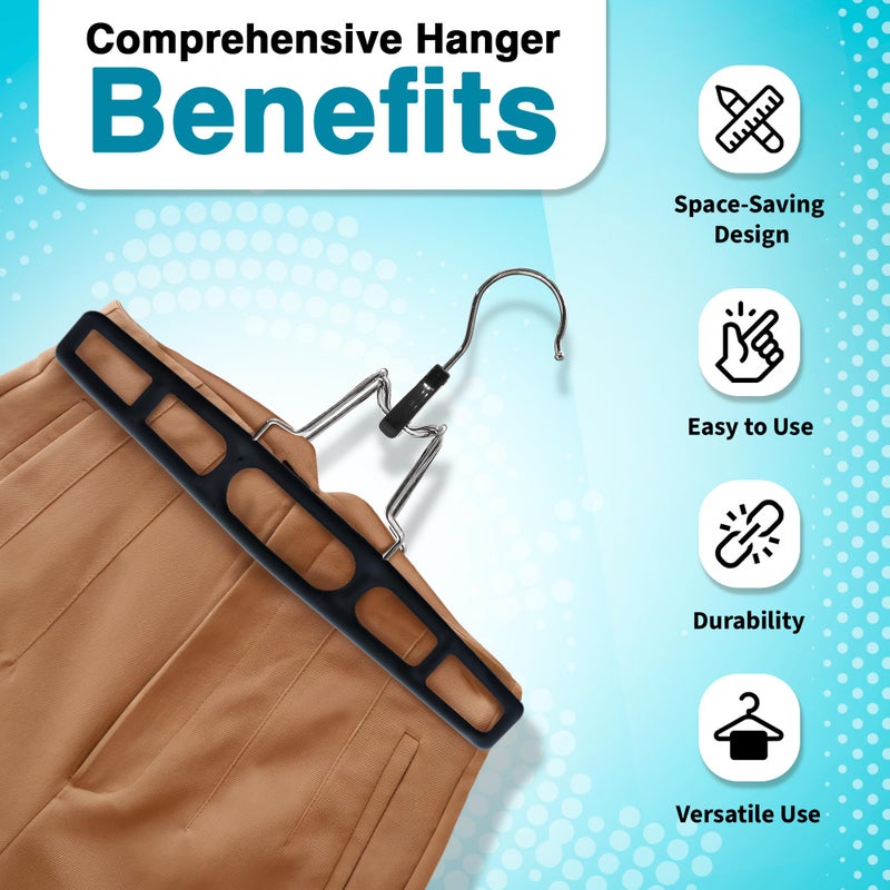 Deilsy 10 Pack Pants Hangers Skirt Hangers - Space Saving Pant Hangers With Locking Hook - Versatile Skirt Hangers For Closet Organization - Black - Jean Hangers For Men And Women Heavy Duty Hangers - Image 4