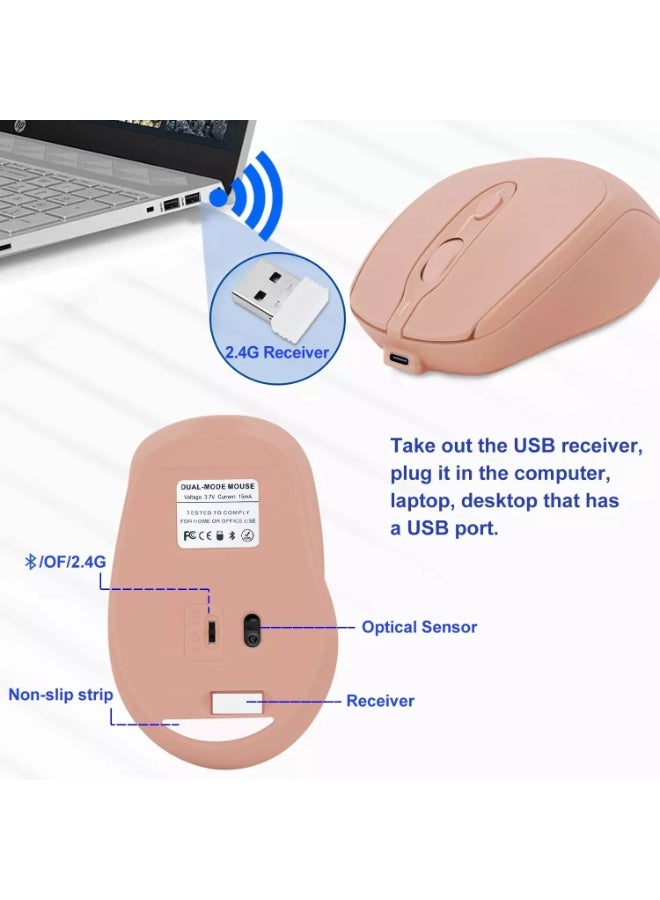 Nengshi M256 Dual Mode Wireless, Bluetooth  Silent Click Mouse - Optical Sensor 1200 DPI Rechargeable USB C - Image 4