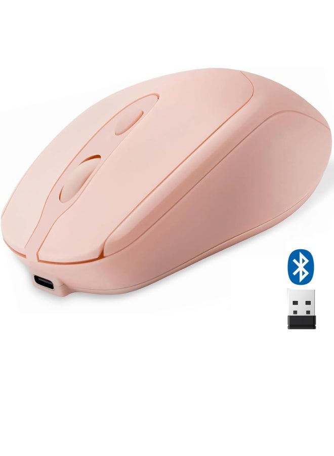 Dual Mode Wireless 2.4Ghz , Bluetooth 5.2  Silent Click Ergonomic Mouse - Optical Sensor 1600 DPI Rechargeable USB C for Laptop/PC/iPad/MacBook Pro/Air - Image 1