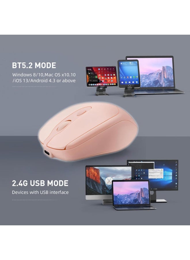 Dual Mode Wireless 2.4Ghz , Bluetooth 5.2  Silent Click Ergonomic Mouse - Optical Sensor 1600 DPI Rechargeable USB C for Laptop/PC/iPad/MacBook Pro/Air - Image 2