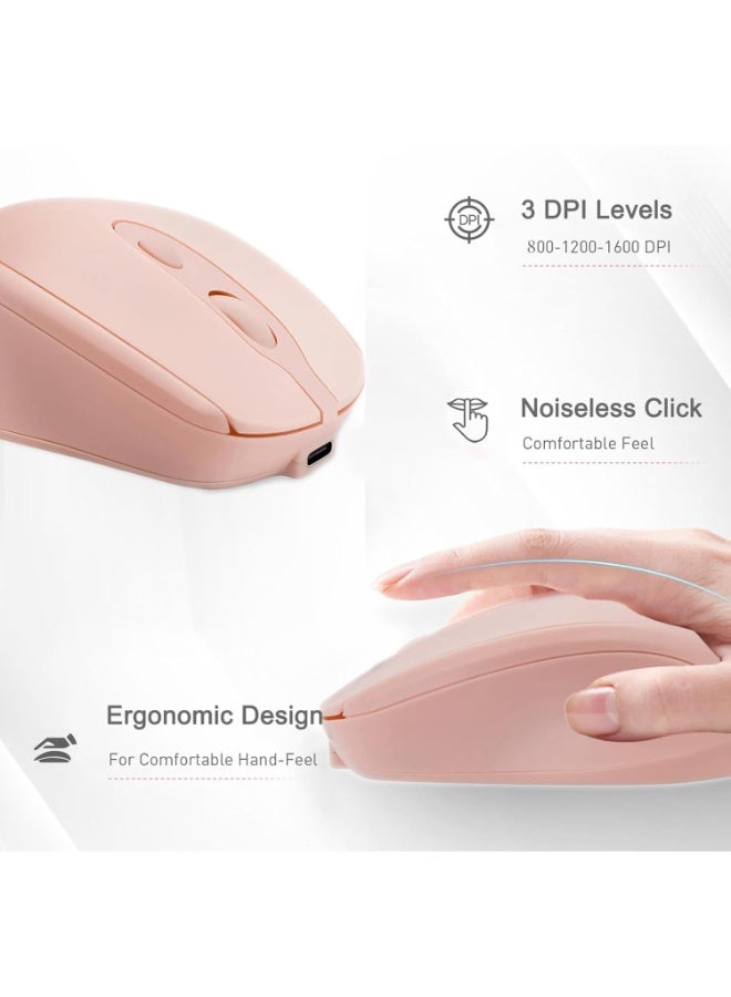 Dual Mode Wireless 2.4Ghz , Bluetooth 5.2  Silent Click Ergonomic Mouse - Optical Sensor 1600 DPI Rechargeable USB C for Laptop/PC/iPad/MacBook Pro/Air - Image 5