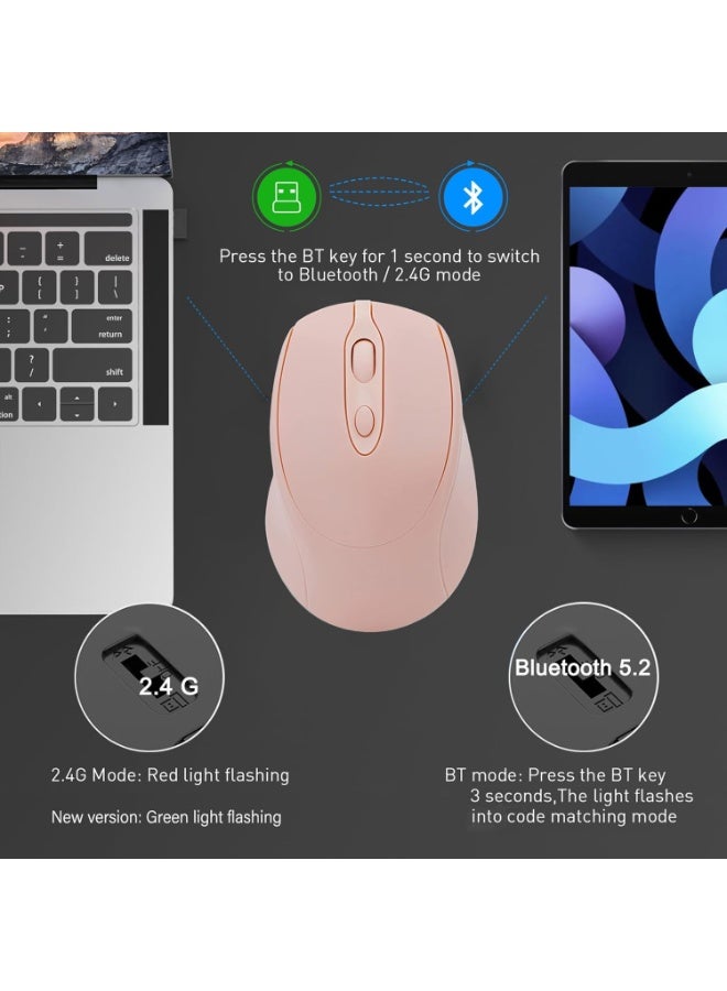 Dual Mode Wireless 2.4Ghz , Bluetooth 5.2  Silent Click Ergonomic Mouse - Optical Sensor 1600 DPI Rechargeable USB C for Laptop/PC/iPad/MacBook Pro/Air - Image 4