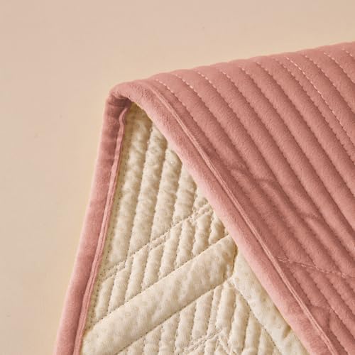 House of Quirk Sofa Covers Velvet Herringbone Chenille Fabric Furniture Protector 1/2/3/4 Seater Sofa Cover Slipcovers Anti-Slip Stretch Seat Mat (Two Seater, Pink, 70x140cm) - Image 5
