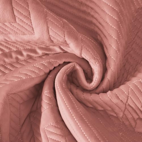 House of Quirk Sofa Covers Velvet Herringbone Chenille Fabric Furniture Protector 1/2/3/4 Seater Sofa Cover Slipcovers Anti-Slip Stretch Seat Mat (Two Seater, Pink, 70x140cm) - Image 4