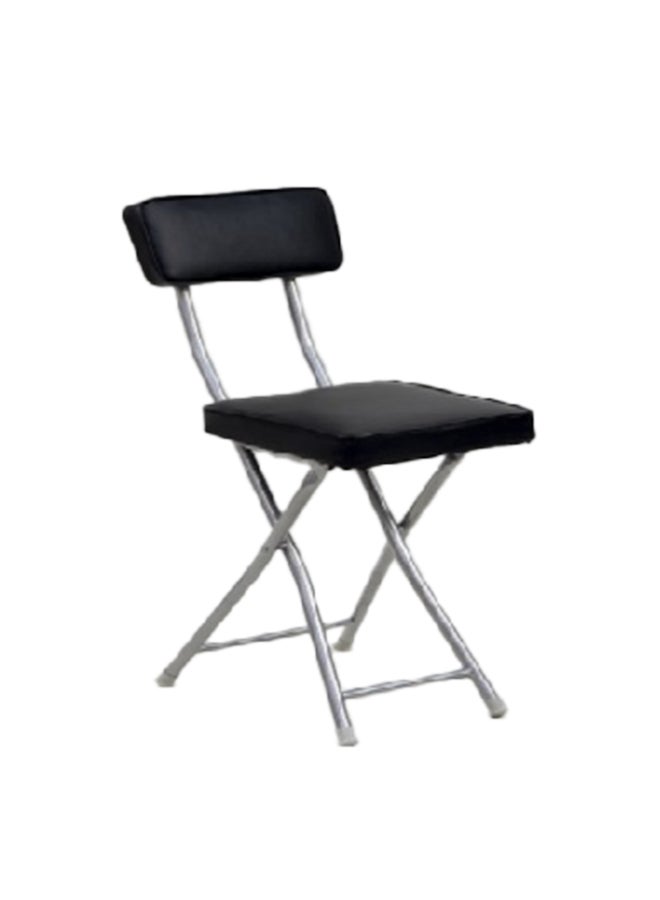 Armless Folding Chair with Square Padded Seat Black and Silver 88.6 x 7 x 31.4 cm SC25007