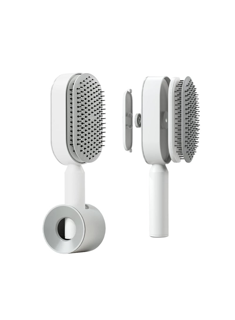 SOLARAE Hair Brush, Paddle Hair Brush, Self Cleaning Hair Brush with Walled Mounted Holder, Wet and Dry Hair 3D Air Cushion Hair Brush for Detangling Paddle Hair Brush for Thick/Curly/Long/Straight Hair - Image 1