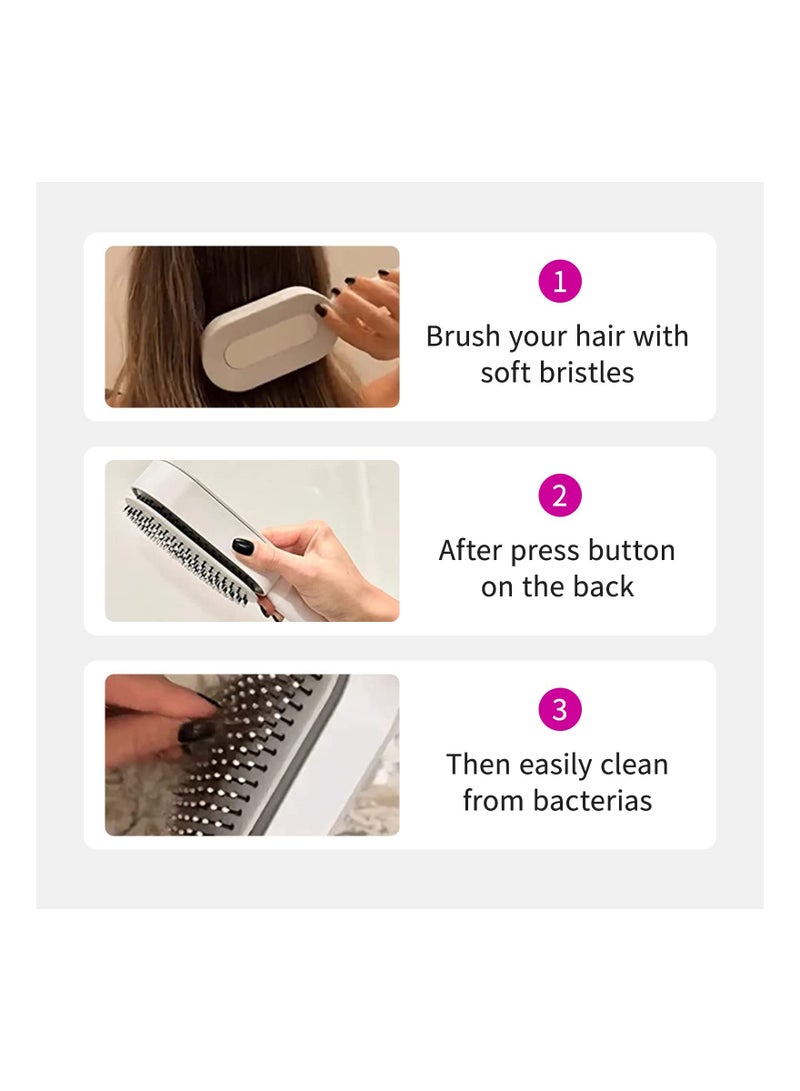 SOLARAE Hair Brush, Paddle Hair Brush, Self Cleaning Hair Brush with Walled Mounted Holder, Wet and Dry Hair 3D Air Cushion Hair Brush for Detangling Paddle Hair Brush for Thick/Curly/Long/Straight Hair - Image 5