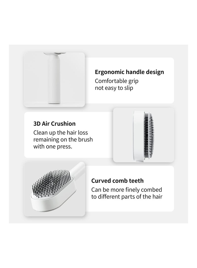 SOLARAE Hair Brush, Paddle Hair Brush, Self Cleaning Hair Brush with Walled Mounted Holder, Wet and Dry Hair 3D Air Cushion Hair Brush for Detangling Paddle Hair Brush for Thick/Curly/Long/Straight Hair - Image 3