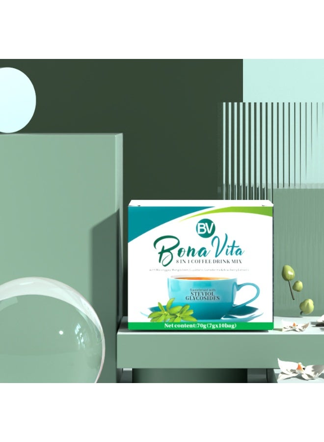 بي في مزيج مشروب قهوة ٨ في ١ مع مستخلصات المالونغاي، المانغوستين، الغيابانو، الغانوديرما، وتوت الآساي، ٧ غرام * ١٠ أكياس - Image 4