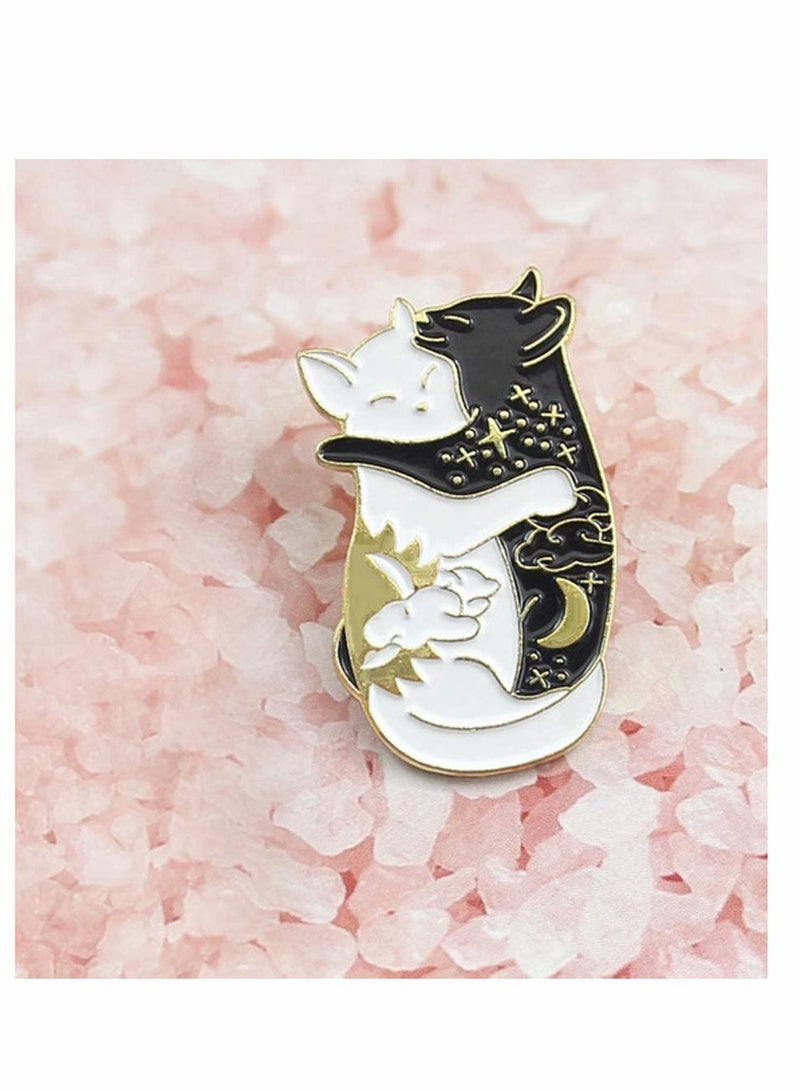 Excefore Cute Enamel Cat and Book Pins Set, Brooch Pins Cartoon Brooch Pins Lapel Badges for Clothing Bags Sweater Shirt Jacket Backpack Accessory DIY Crafts (Black, 5pcs) - Image 2