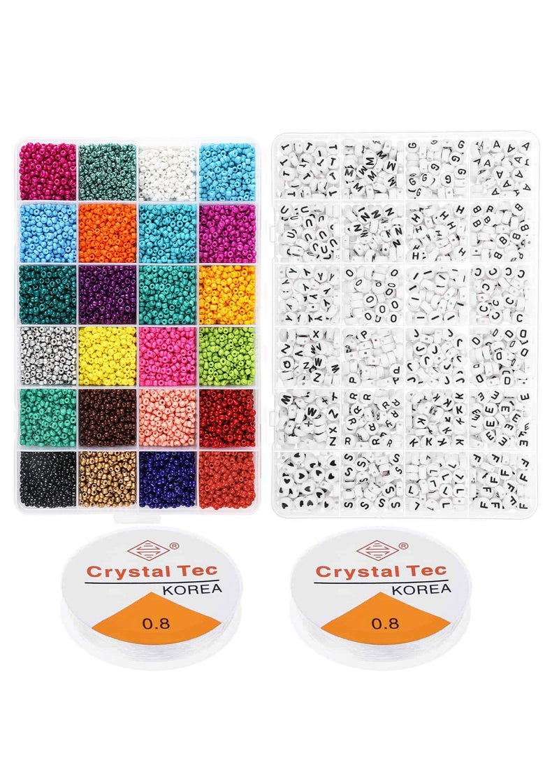 YelaJoy Beads for Bracelets, Beads for Threading with Letter Beads and Smiley Face, Colourful Glass Beads DIY Set for Bracelets, Necklaces, Rings, Glass Beads Kit for Children, DIY Bracelet - Image 1