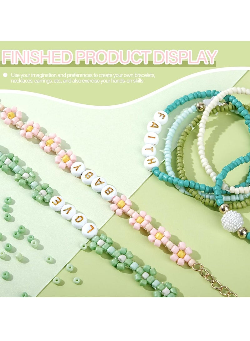 YelaJoy Beads for Bracelets, Beads for Threading with Letter Beads and Smiley Face, Colourful Glass Beads DIY Set for Bracelets, Necklaces, Rings, Glass Beads Kit for Children, DIY Bracelet - Image 5