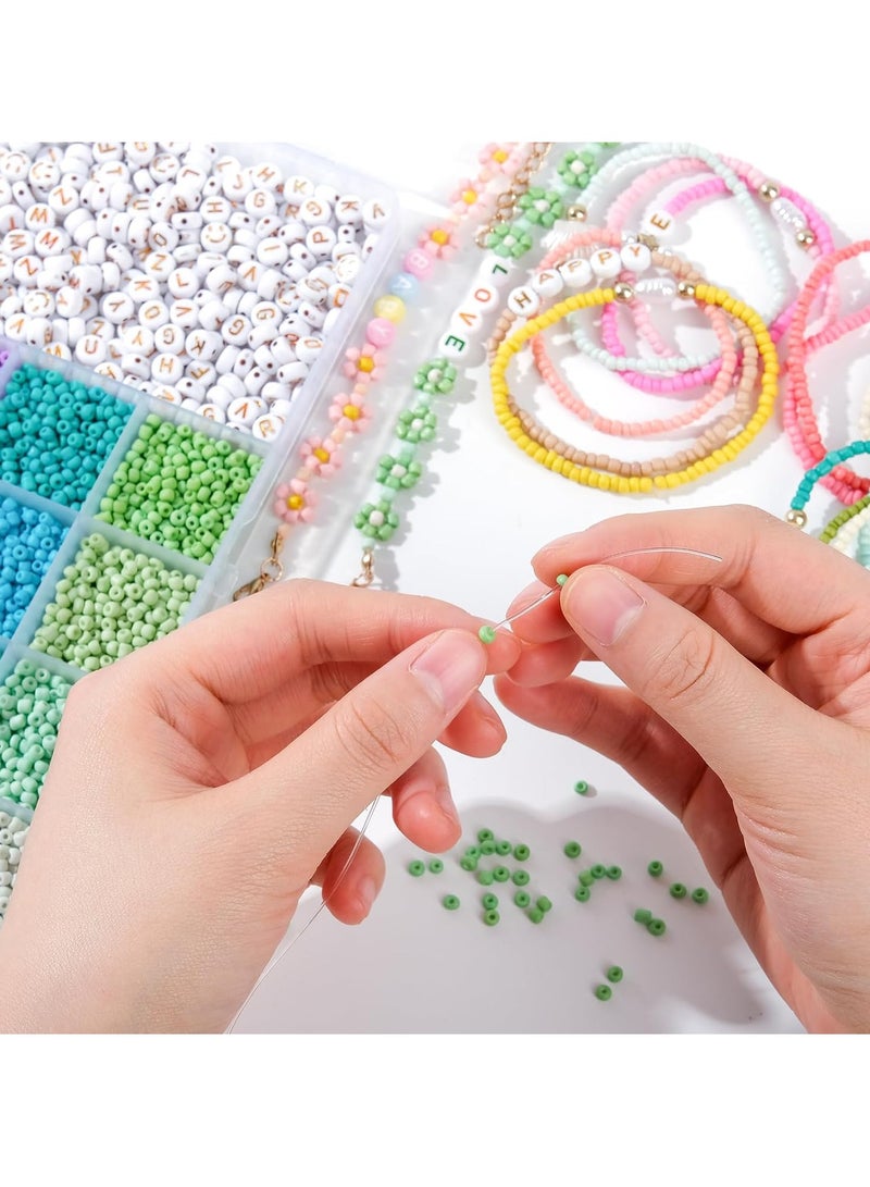 YelaJoy Beads for Bracelets, Beads for Threading with Letter Beads and Smiley Face, Colourful Glass Beads DIY Set for Bracelets, Necklaces, Rings, Glass Beads Kit for Children, DIY Bracelet - Image 3