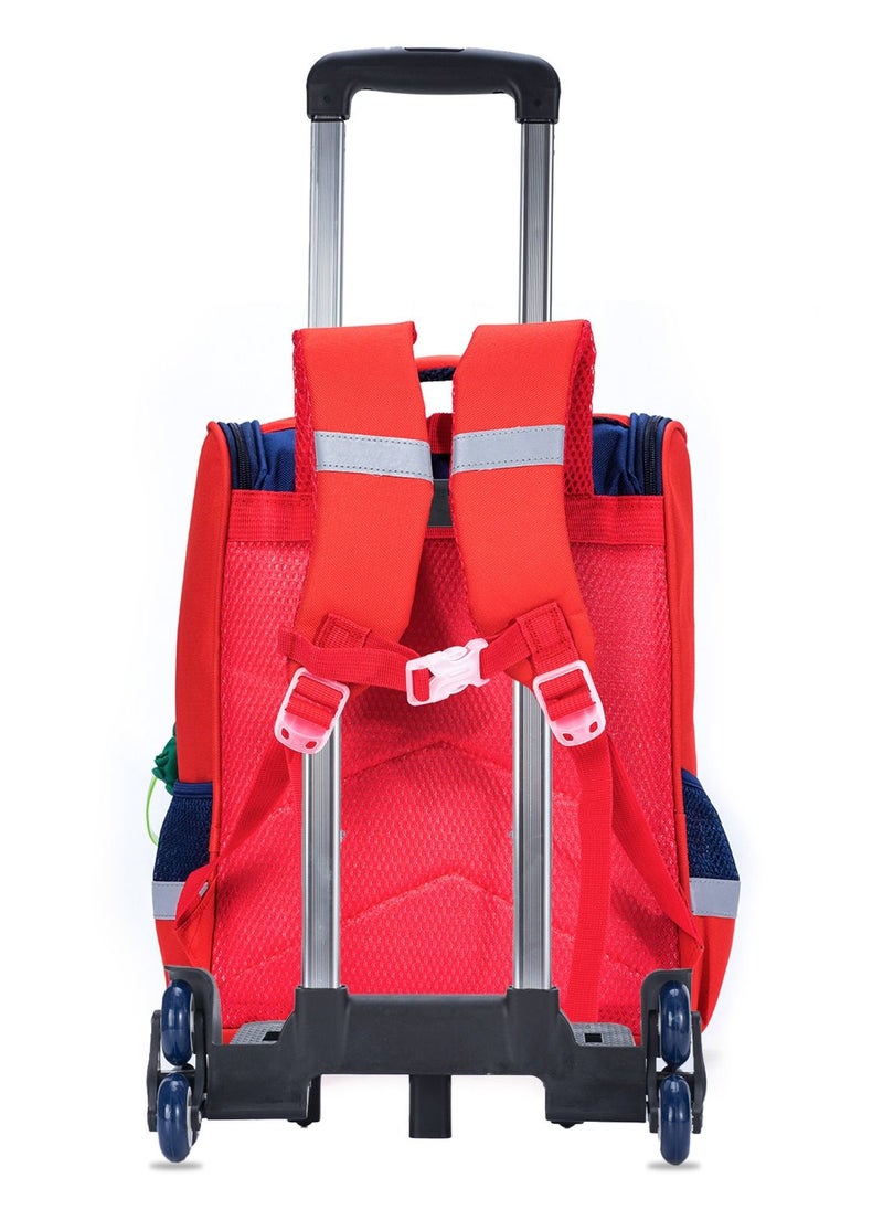 Eazy Kids School Bag Dino in Space wt Trolley - Red