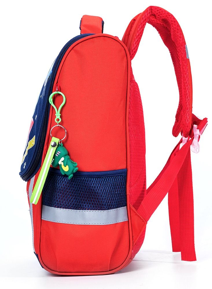 Eazy Kids School Bag Dino in Space wt Trolley - Red