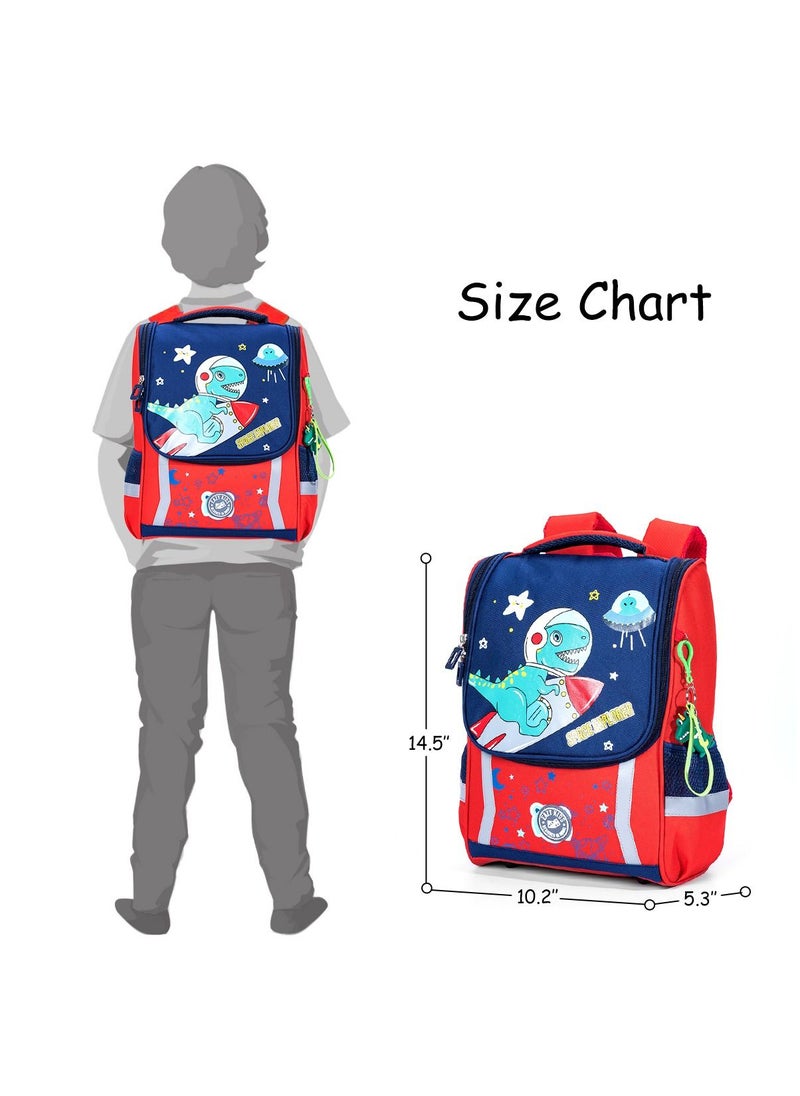 Eazy Kids School Bag Dino in Space wt Trolley - Red
