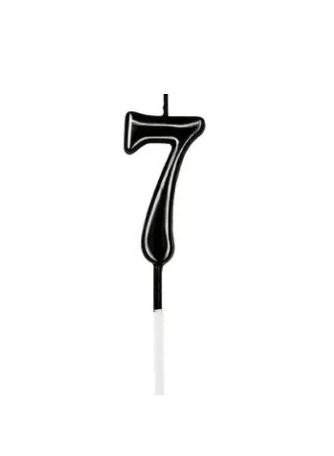Party Time Candles Black Number Seven (7) Shaped Candle 4X7.5cm For Birthday Cake