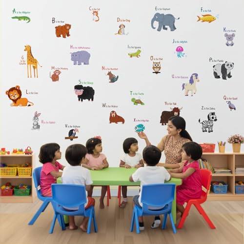 StickMe 'Animal Alphabets N Baby - Kids - Learning Education Nursery Pre School Kinder Garden Wall Reusable Self-Adhesive Sticker ' -Sm405 (Multi Colour, Vinyl - 100Cm X 100 Cm) - Image 2