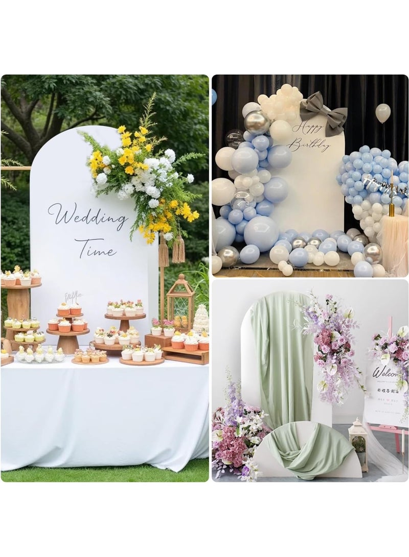 RATSAW Wedding Arch Cover Spandex Fitted Wedding Arch Stand Covers Round Top Arch Backdrop Cover for Birthday Party Ceremony Banquet Decoration White 7.2FT - Image 2