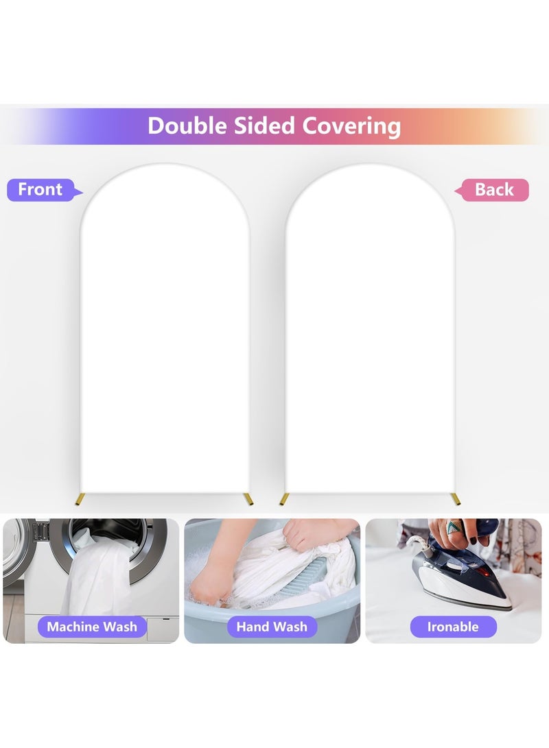 RATSAW Wedding Arch Cover Spandex Fitted Wedding Arch Stand Covers Round Top Arch Backdrop Cover for Birthday Party Ceremony Banquet Decoration White 7.2FT - Image 4