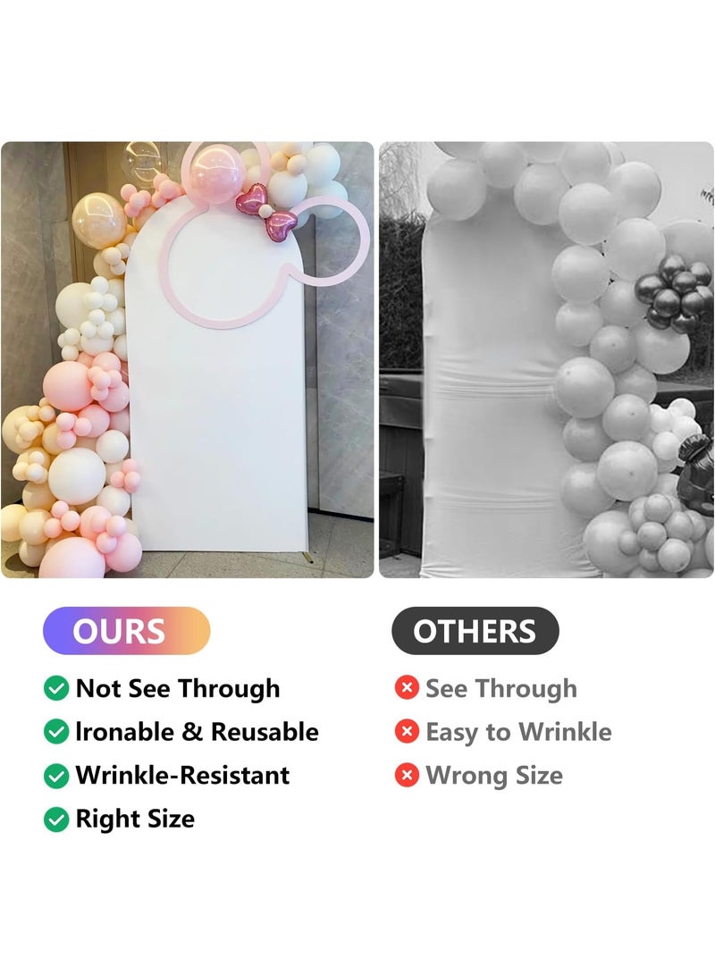 RATSAW Wedding Arch Cover Spandex Fitted Wedding Arch Stand Covers Round Top Arch Backdrop Cover for Birthday Party Ceremony Banquet Decoration White 7.2FT - Image 3