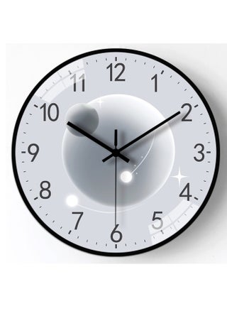 Fruit color series planet clock face creative wall clock 30CM - Gray planet dial, black frame mute movement, high transparent glass - pzsku/Z245FAC00E7A44905871EZ/45/1744699667/1aaf2313-5765-40d5-b12d-5f10db3cffa6