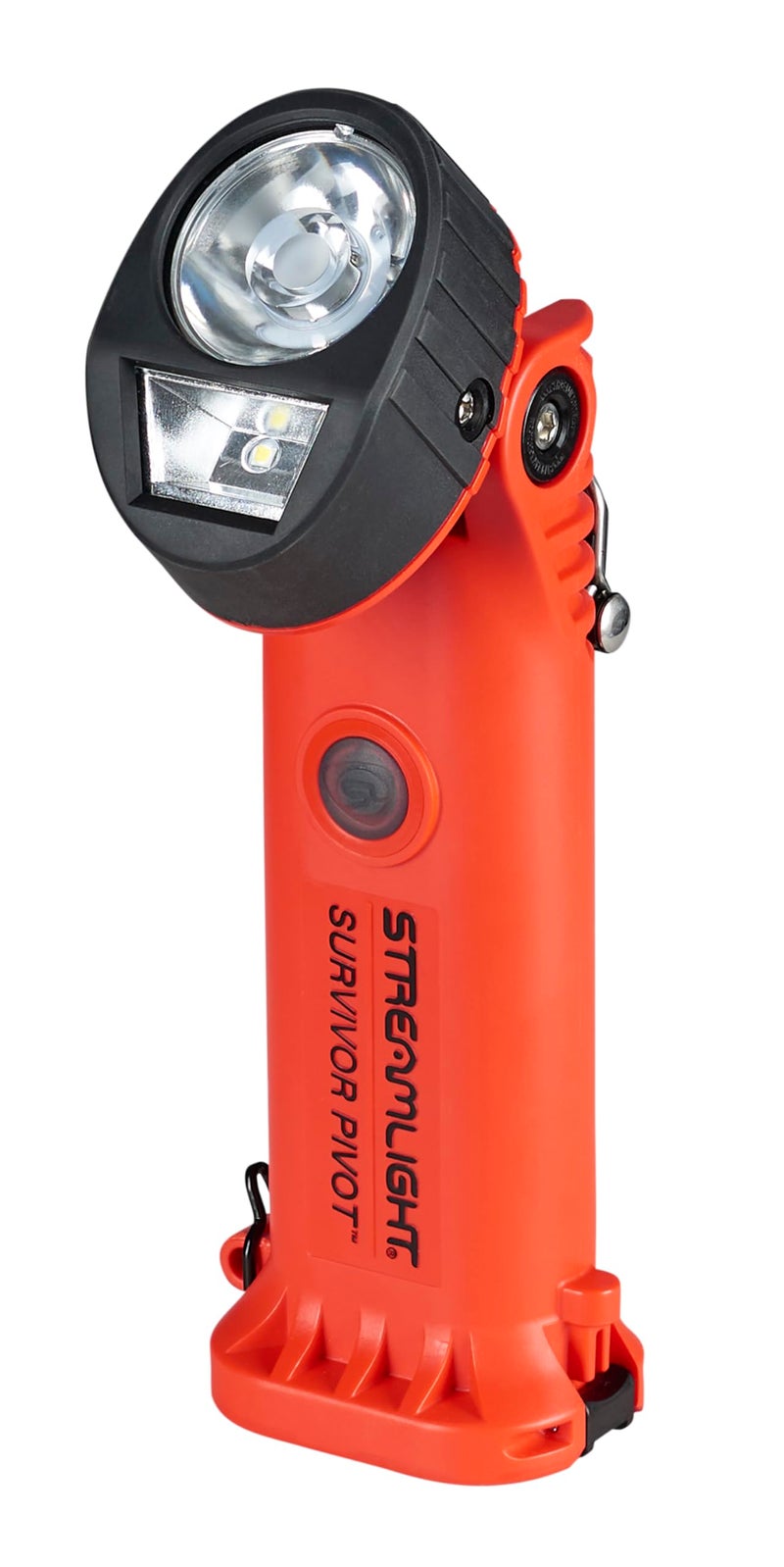 Streamlight 91800 Survivor Pivot 325-Lumen Right Angle Articulating Dual Beam Flashlight with Alkaline Batteries and Clip, Orange - Image 1