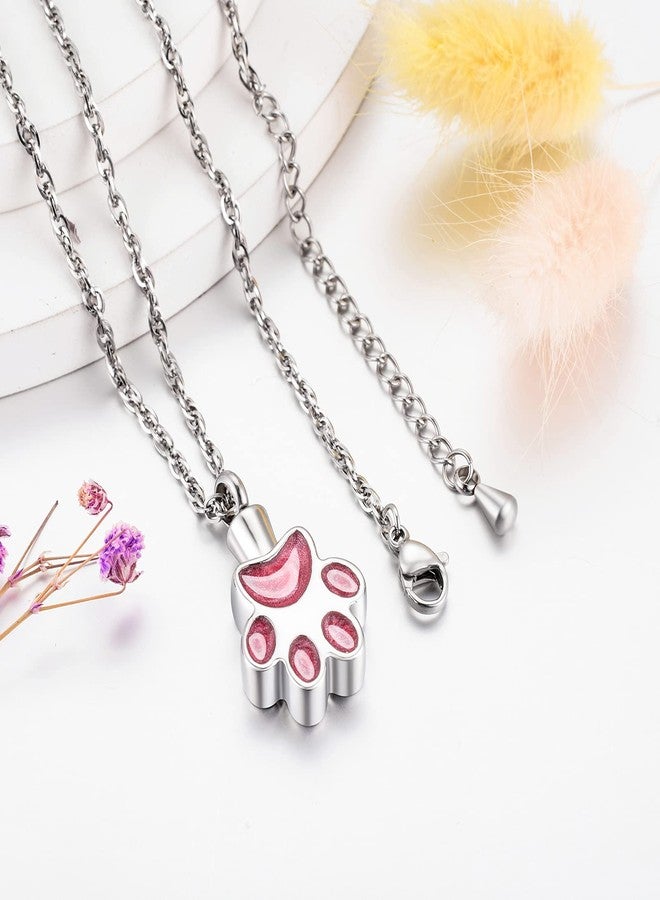 abooxiu Paw Print Urn Necklace for Ashes Cremation Necklace for Pet Ashes Stainless Steel Ash Necklace Memorial Ash Holder - Image 3