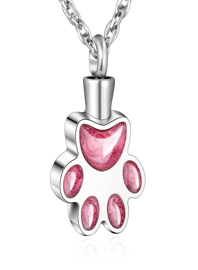 abooxiu Paw Print Urn Necklace for Ashes Cremation Necklace for Pet Ashes Stainless Steel Ash Necklace Memorial Ash Holder - Image 1