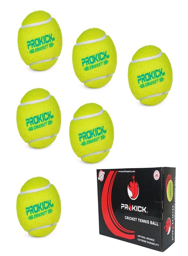 Prokick Light Cricket Tennis Ball, Green (Pack of 6 - Standard Size, Light Weight Tennis Balls) - Image 1