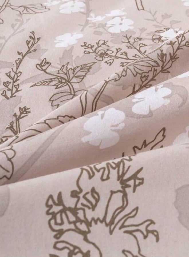 LUNA Home King size 6 pieces bedding set, featuring a beautiful beige color with white floral design. - Image 4