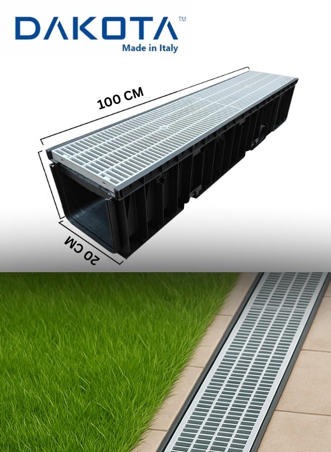 Dakota Drainage Channel Grating | 100x20 Full Plastic Grating & Body HDPE Plastic A-125(1.5 Ton Loading Capacity – 1M Length, Application for Ablution Area,Kitchen,Fish Market,Garden, Swimming Pool. - Image 1