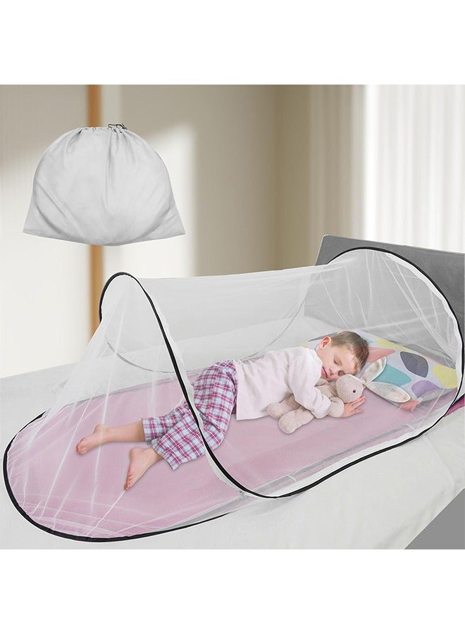 MVAQKLM  Mosquito Net Travel, 200 x 80 x 56 cm Mosquito Net Bed, Mosquito Net Pop Up, Foldable Portable Mosquito Net for Single Bed Mosquito Net Camping Single Mosquito Net Pop-Up Mosquito Net Bed - Image 1