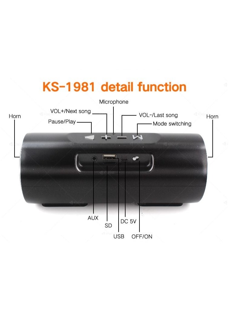 Kisonli Wireless Bluetooth Speaker Kisonli KS-1981  16W 1200mAh – FM /AUX / TF card / USB - Image 5