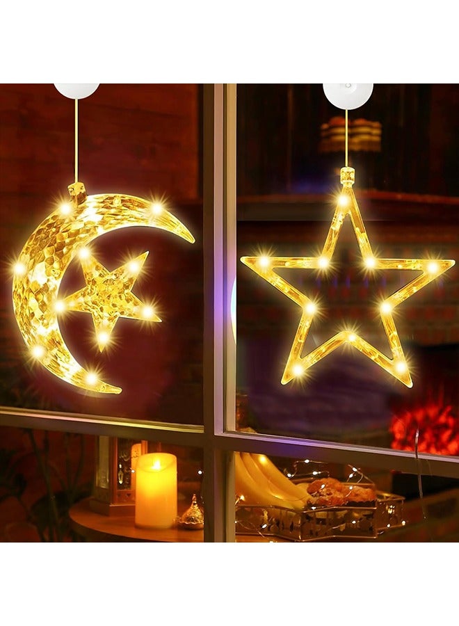 يواوليتي أضواء رمضان ، زينة رمضان ، أضواء ليلة رمضان مع مصاصة ، ستارة معلقة في الأماكن المغلقة رمضان ستار القمر أضواء 3 قطعة  - Image 5