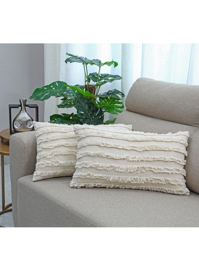 mosey mosey Rectangle Cushion Covers 12x18 Set of 2 | 100% Cotton | Rectangular Shape Boho Lumbar Pillow Covers 12 inch x 18 inch for Sofa, Bed, Home Décor - Image 1