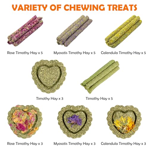 Sofier Timothy Hay Treats Rabbit Toys Bunny Guinea Pig Hamster Natural Chews for Teeth Handmade Rabbit Chews and Treats Chinchilla Rat Gerbil - Image 2
