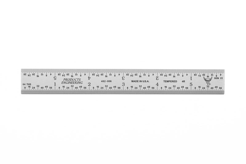 PEC Tools High Precision Metal Ruler, 6 Inch Rigid Machinist Rule, 4R Graduation (1/8", 1/16", 1/32", 1/64"), Carbon Steel with Satin Chrome Finish, Trusted by Professionals, Made in USA - Image 2