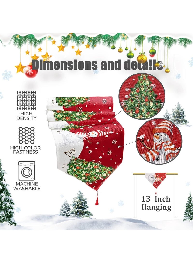 تابيت مفرش طاولة عيد الميلاد، 13 × 72 بوصة، مفرش طاولة طعام شتوي بنقشة رقاقات الثلج، ديكور طاولة المطبخ لتناول الطعام في المطبخ، ديكور حفلات العشاء الداخلية والخارجية - Image 3