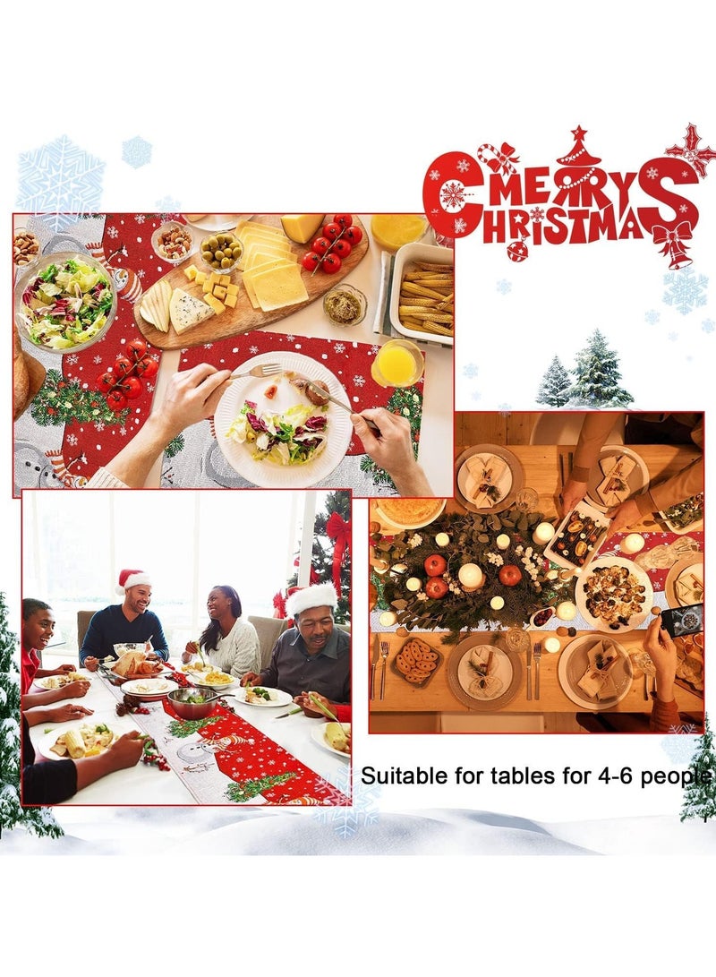 تابيت مفرش طاولة عيد الميلاد، 13 × 72 بوصة، مفرش طاولة طعام شتوي بنقشة رقاقات الثلج، ديكور طاولة المطبخ لتناول الطعام في المطبخ، ديكور حفلات العشاء الداخلية والخارجية - Image 5