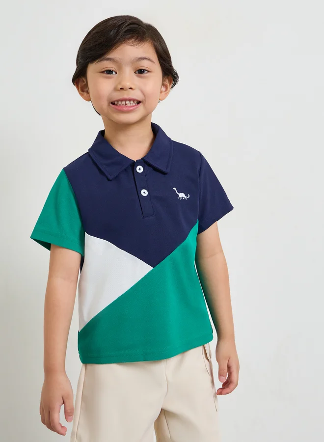 ستايلي Boys Color Block Polo T-Shirt And Shorts Set